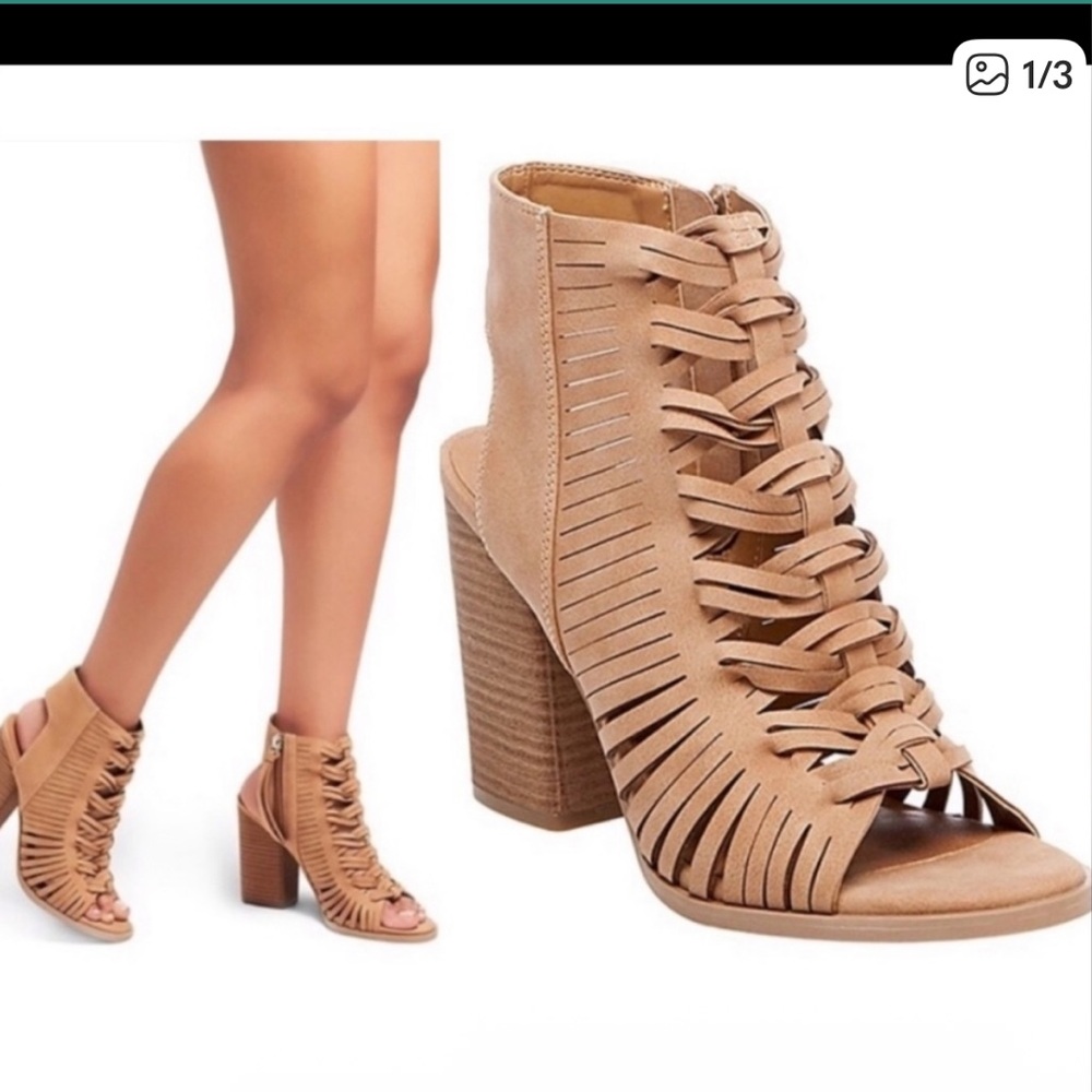 Dolce Vita Tan Zip Up Heeled Booties